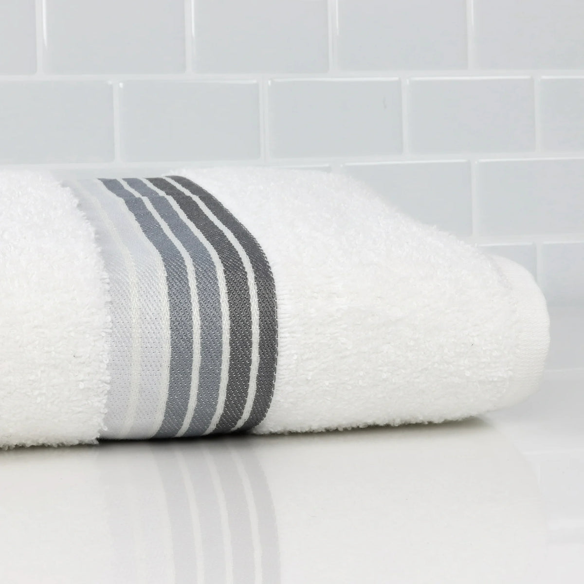 Toalla de Baño Ombre Rayas Blanca 27x52
