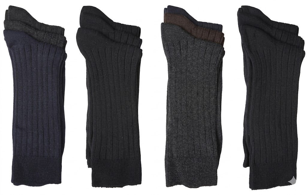 Calcetines de vestir acanalados para hombre, paquete de 3 pares