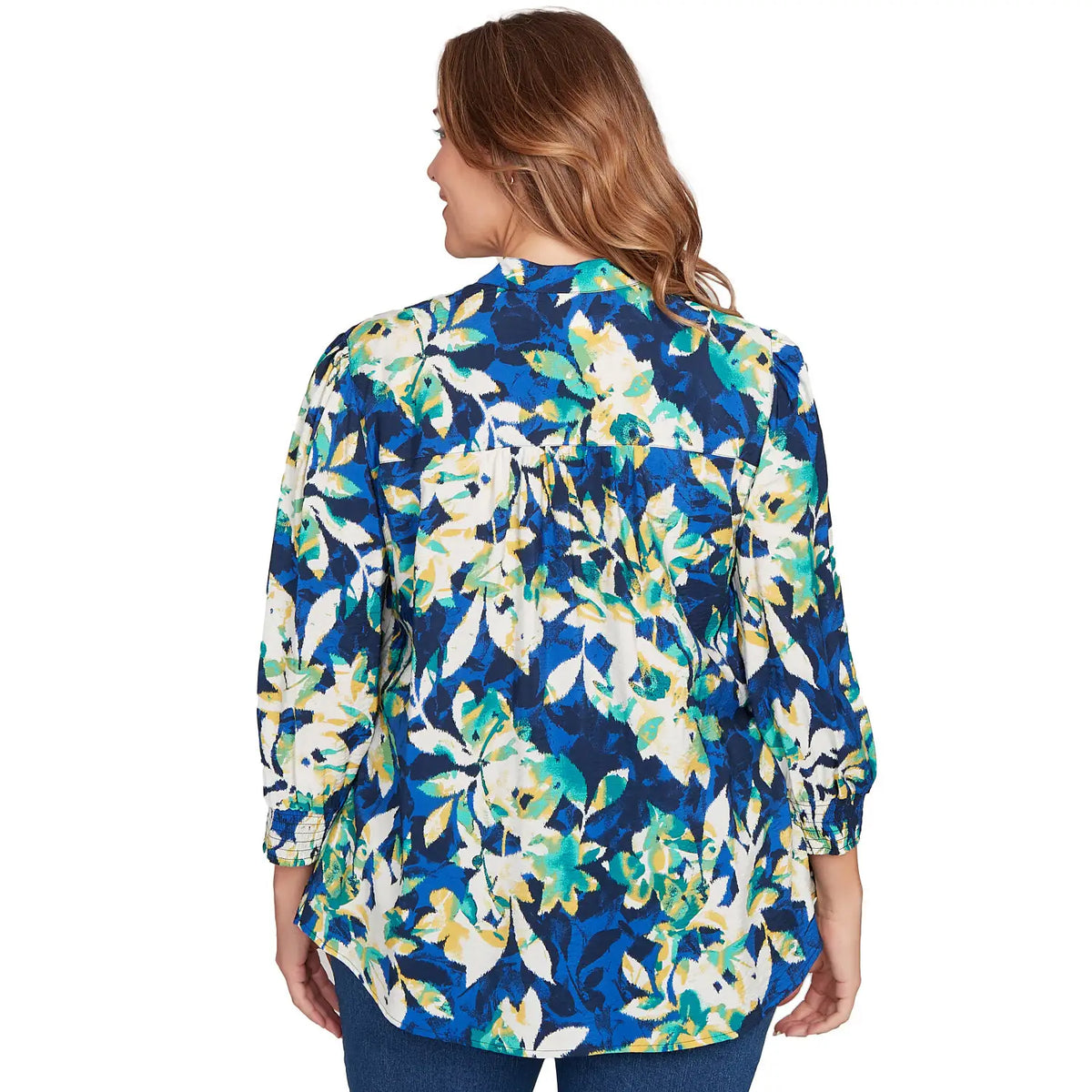 Blusa de gasa sedosa con botones y estampado floral talla grande - Ruby Rd