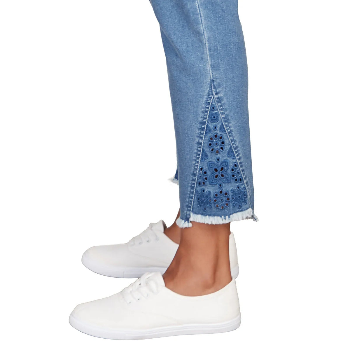 Pantalones vaqueros de mezclilla elásticos con bordado hasta el tobillo - Ruby Rd