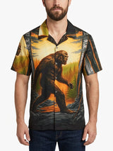 Camisas hawaianas con estampado de poliéster BIGFOOT MARRÓN