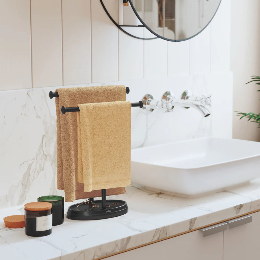 Palm Tree Towel Rack Black