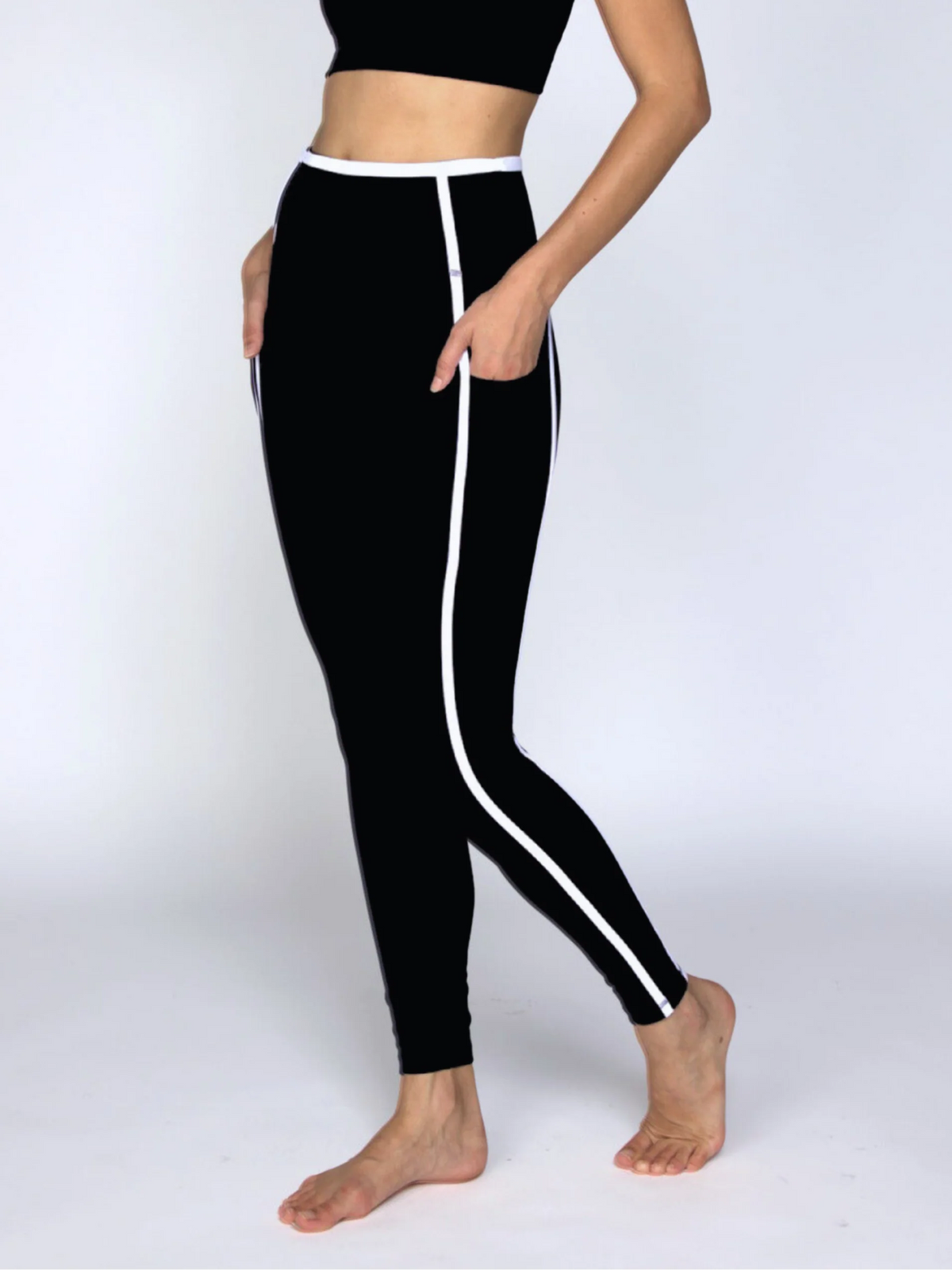 Contrast Ankle Legging Black