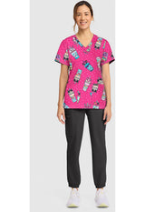 Print V-Neck Top Boba Party