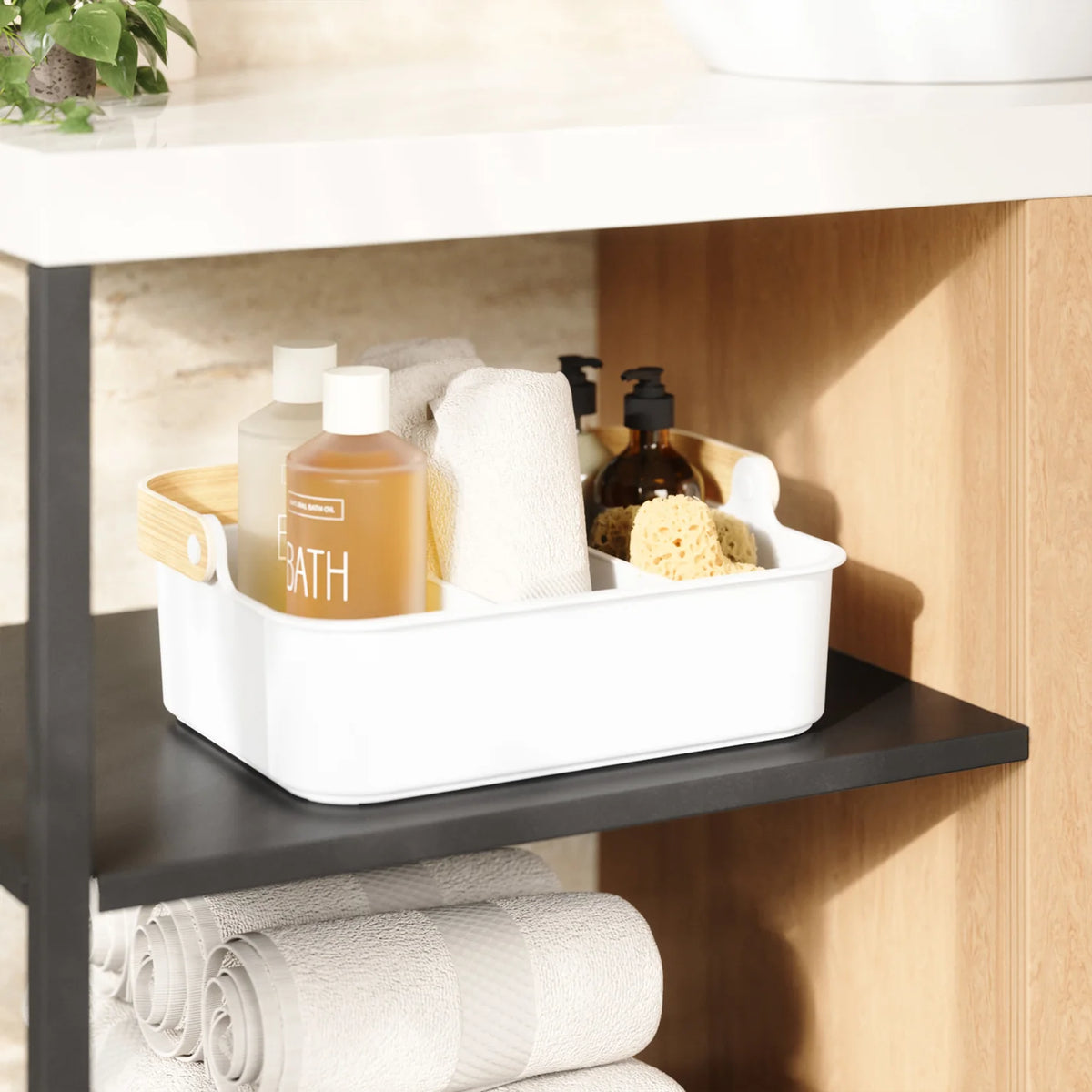 Contenedor apilable grande Bellwood Blanco/Natural