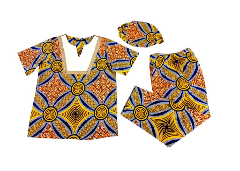 Conjunto Niño Amarillo-Naranja-Beige (Etnia Negra)