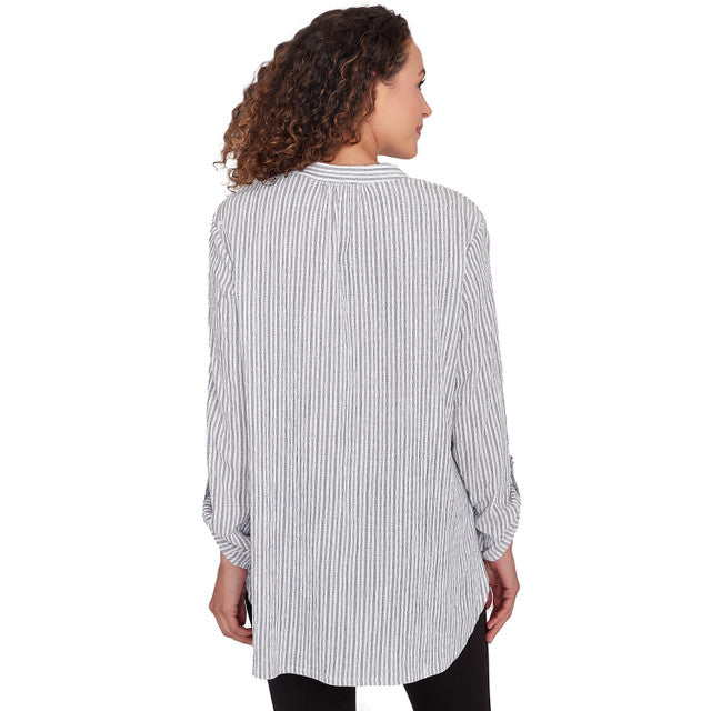 Top Estampado de Rayas Fruncido Negro/Blanco - Ruby Rd