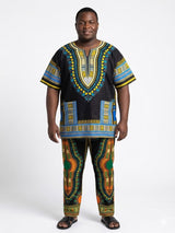 Dashiki de algodón talla grande para hombre Negro-Etnia Negra