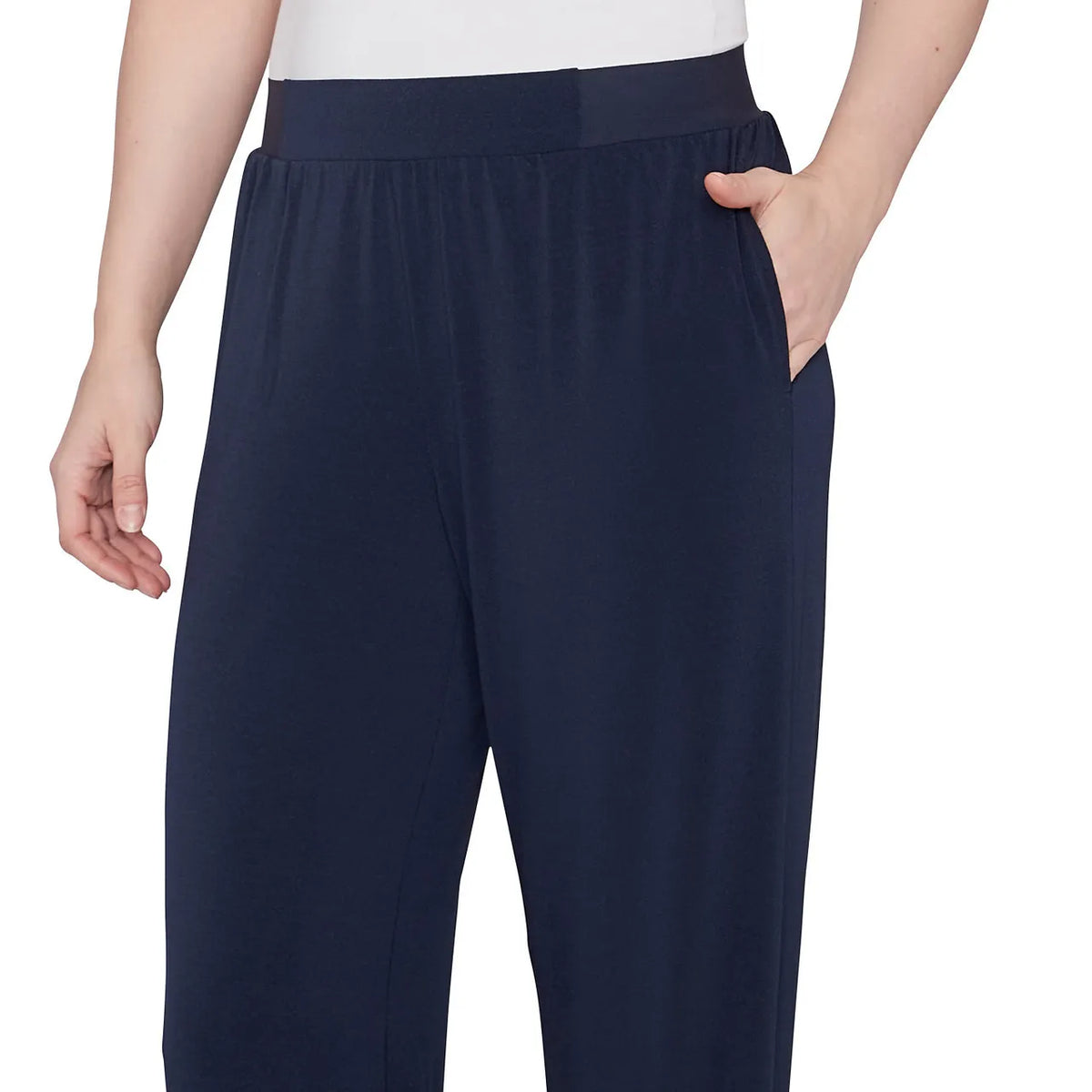 Pantalón Ancho Crepé Elástico Azul Marino - Ruby Rd