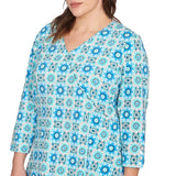 Top estilo corpiño cruzado falso con estampado floral y medallones Plus Lagoon Multi - Ruby Rd