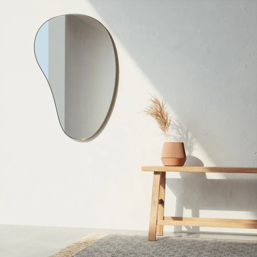 Espejo de pared Hubba Pebble 24 x 36 Metálico-Titanio