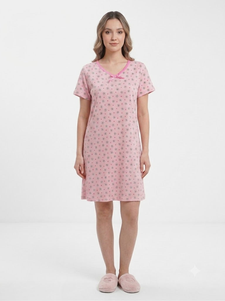 Camisón de mujer con cuello en V FLORES ROSAS