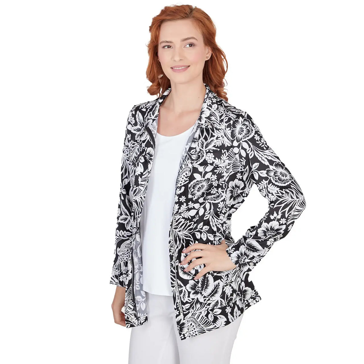 Chaqueta a presión de chermés estampado floral
