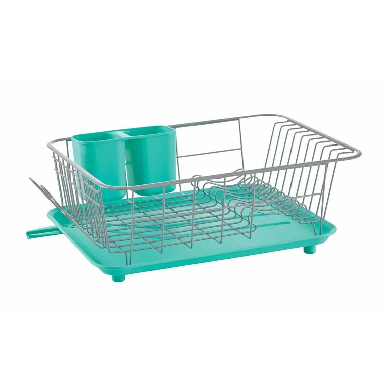 Escurreplatos compacto con cepillo para fregadero Frost, color cerceta