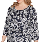 Top Jacobean Paisley con estampado abullonado en azul marino/blanco - Ruby Rd