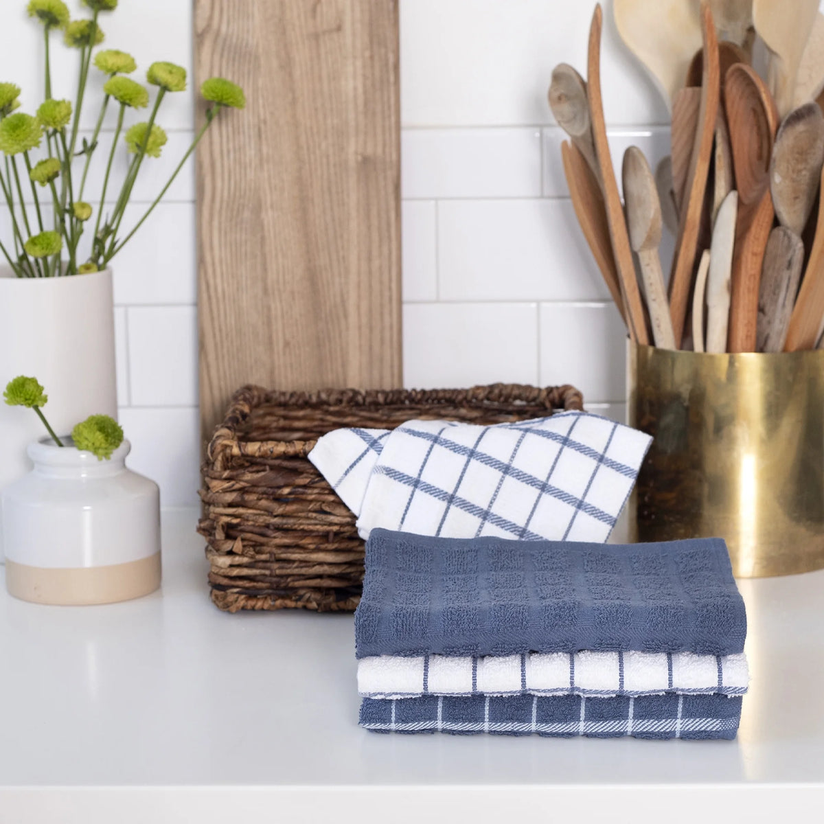 3Pk Terry Kitchen Towel Federal Blue  16 x 25