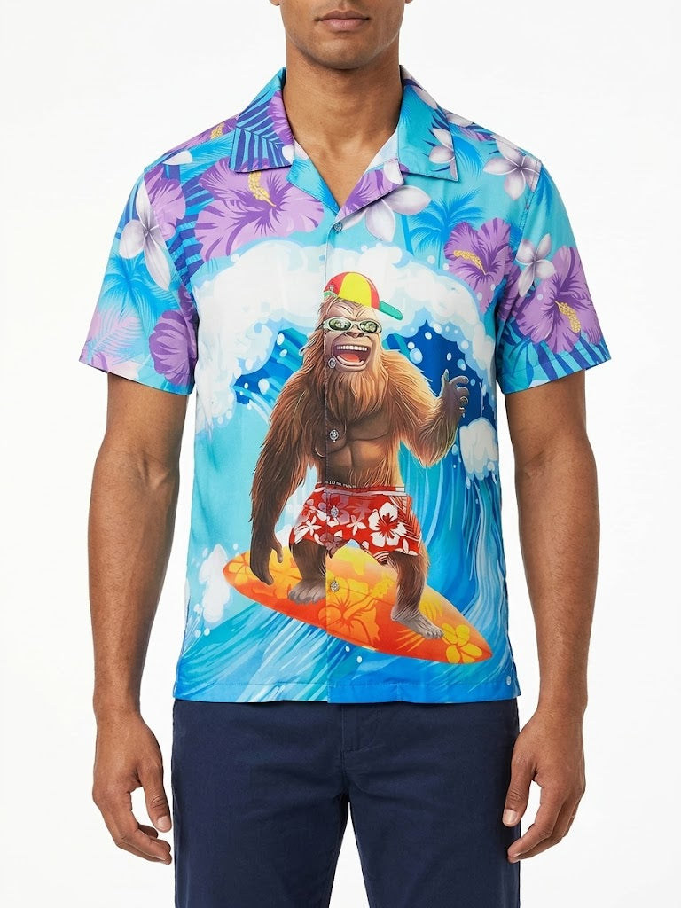 Camisas hawaianas con estampado de poliéster de BIGFOOT