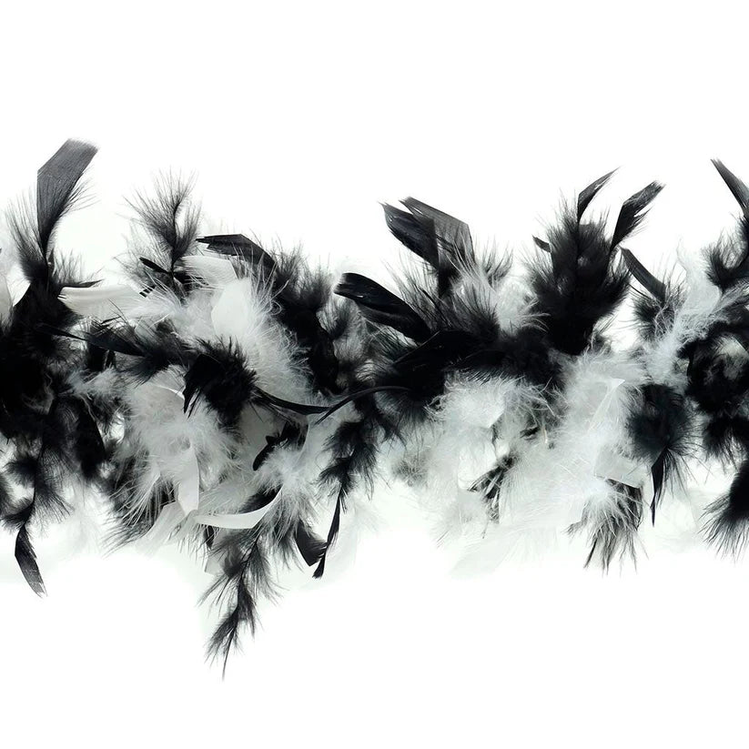 Boa de plumas de Chandelle - Ligero - Blanco/Negro
