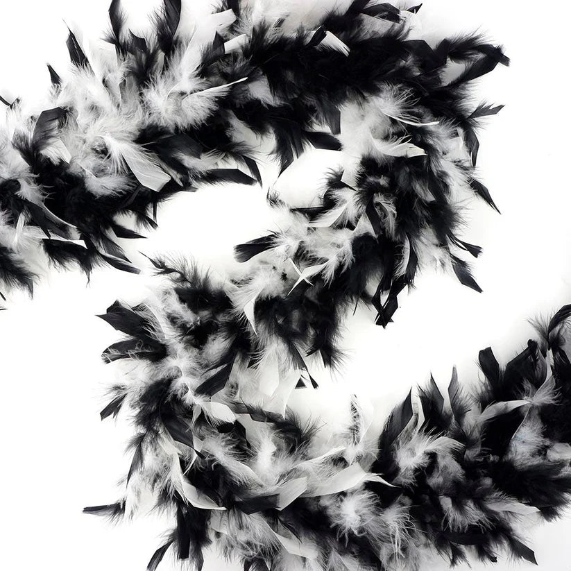 Boa de plumas de Chandelle - Ligero - Blanco/Negro