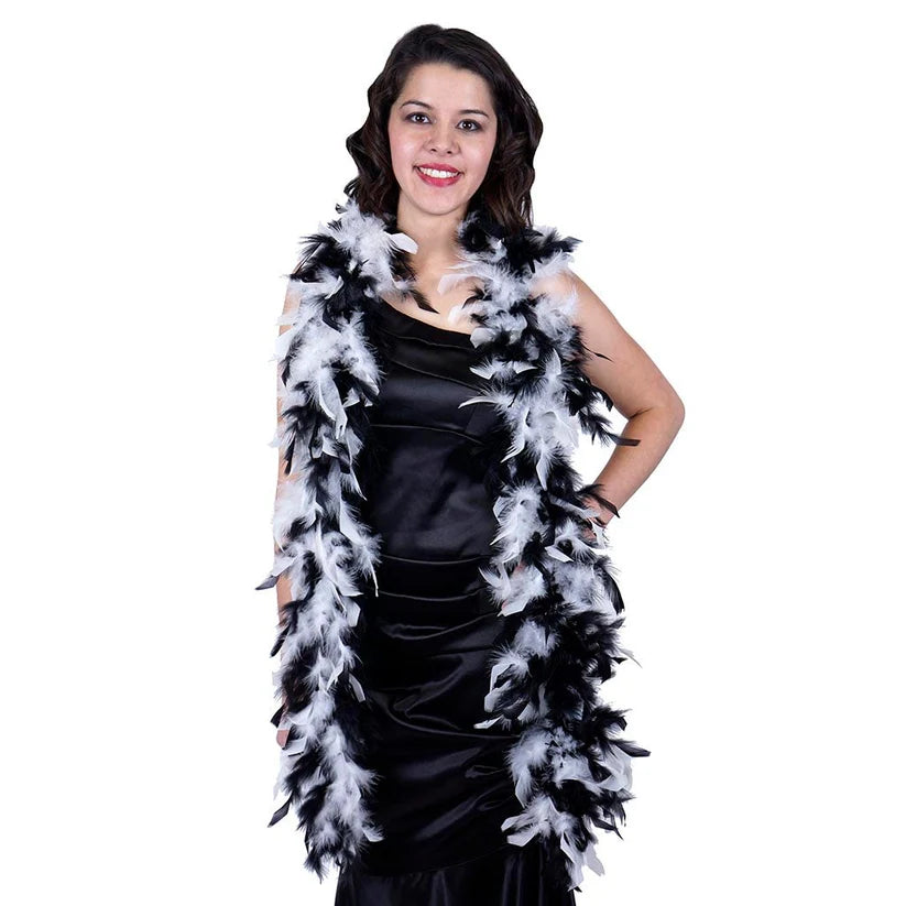 Boa de plumas de Chandelle - Ligero - Blanco/Negro