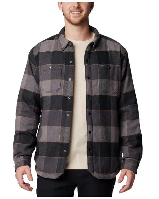 Chaqueta camisa de sherpa con botones a presión, negra