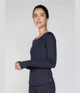 Mesh Block Long Sleeve Top Black