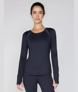Mesh Block Long Sleeve Top Black