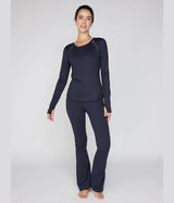 Mesh Block Long Sleeve Top Black