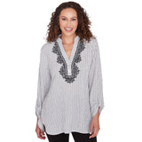 Top Estampado de Rayas Fruncido Negro/Blanco - Ruby Rd