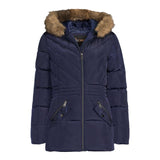 Heavy Puffer Faux Fur Hood Navy