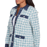Chaqueta de punto bouclé pata de gallo verde jade multicolor - Ruby Rd