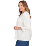 Blusa de Talla Grande con Escote Dividido Texturizado Adornado - Ruby Rd