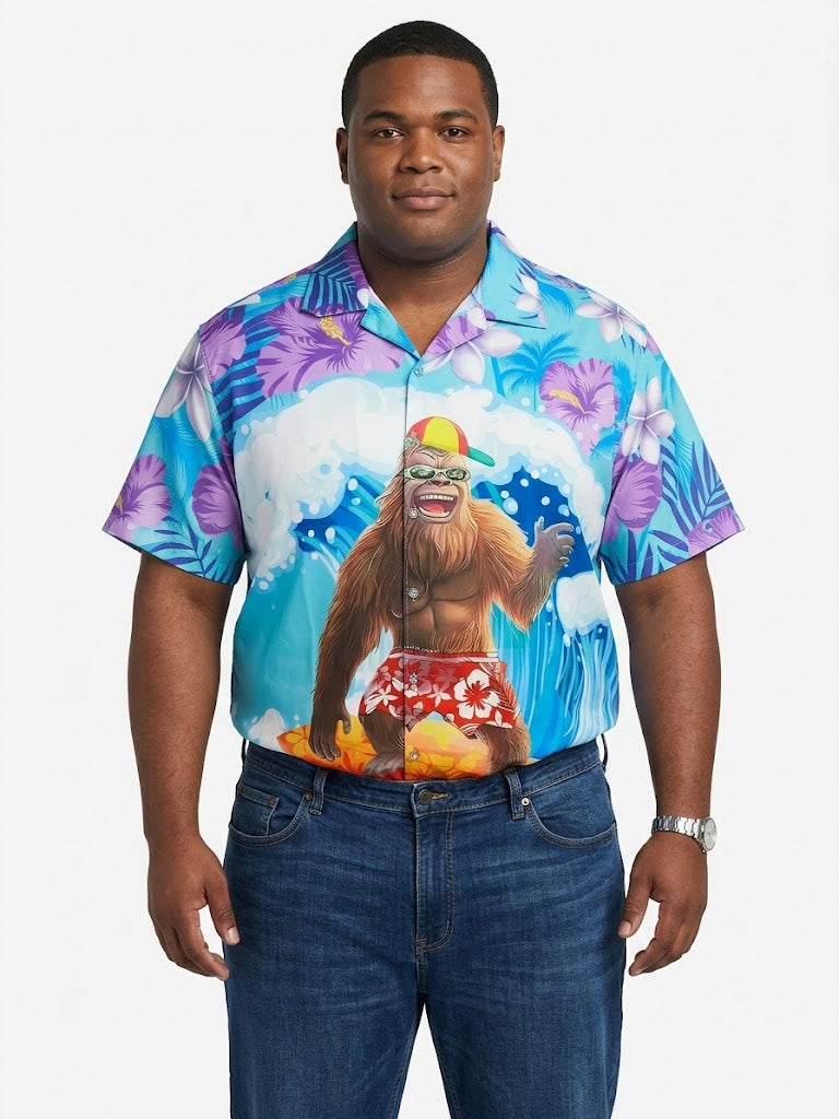 Camisas hawaianas grandes Poly Print con pie grande