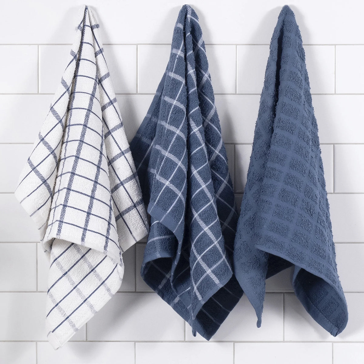 3Pk Terry Kitchen Towel Federal Blue  16 x 25