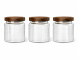 Juego de 3 botes de cristal de 555 ml con tapa de madera