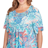 Camiseta con capa y estampado de paisley adornado talla grande en turquesa multicolor - Ruby Rd