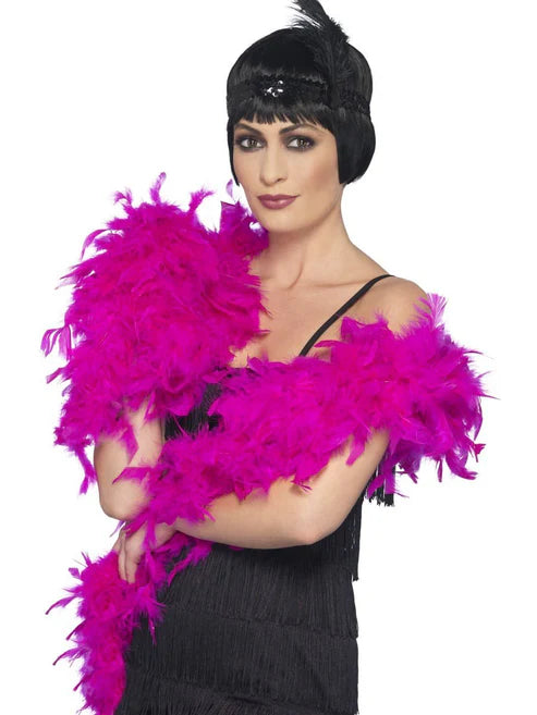Boa de plumas de lujo, fucsia