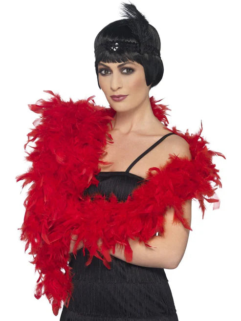 Boas de plumas de lujo, rojas