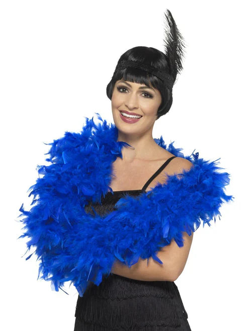 Boa de plumas de lujo, azul rey