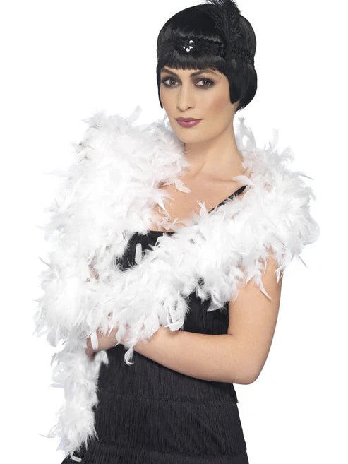 Boa de plumas de lujo, blanco