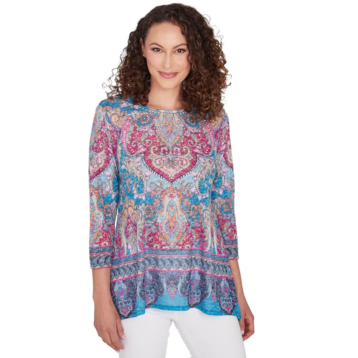 Top con Borde Bohemio Mediterráneo Azul - Ruby Rd