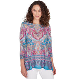 Top con Borde Bohemio Mediterráneo Azul - Ruby Rd