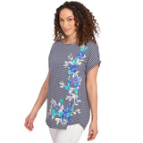 Camiseta de jersey a rayas florales azul marino multi - Ruby Rd