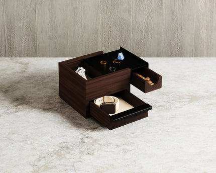 Caja de mini almacenaje Stowit negra / nogal