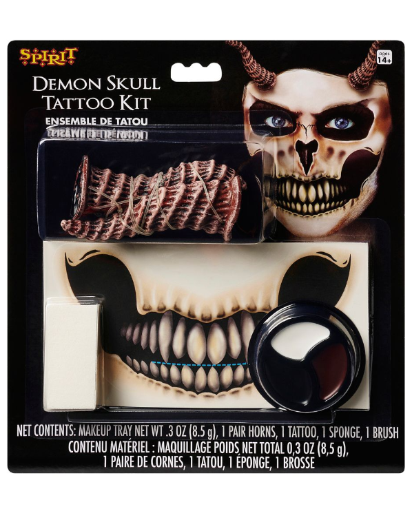 Demon Mouth Tattoo & Horns