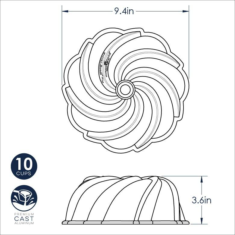 Molde Bundt de 10 tazas con espiral