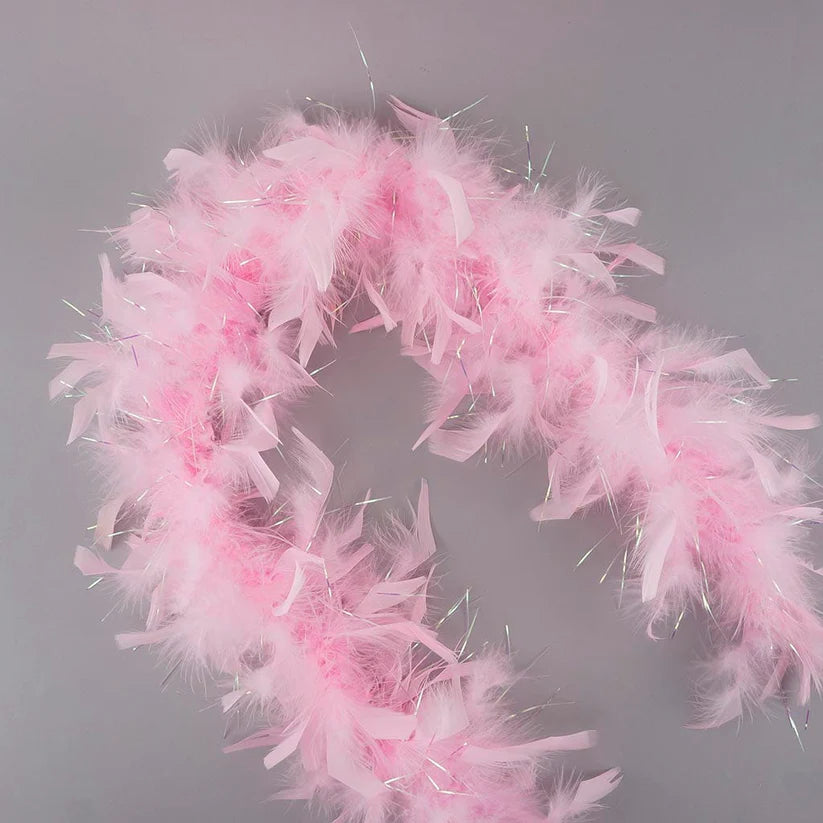 Boa de Plumas para Niñas - Rosa Caramelo/Lúrex Ópalo