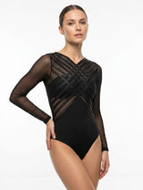 Body de malla y microfibra con tirantes negro