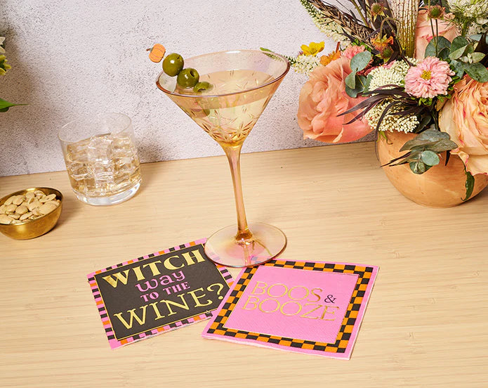 Servilleta de cóctel Boo Bold de 3 capas - Boos & Booze-5" Lámina dorada