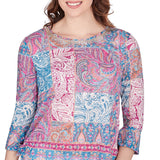 Top de patchwork Shangri-La azul Mediterráneo - Ruby Rd